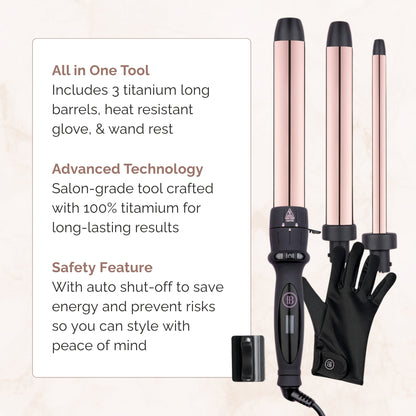 3-in-1 Curling Wand with Extended Barrels
