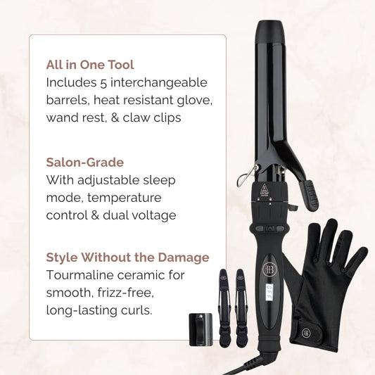 5-in-1 Curling wand set with interchangeable barrels - Bombay Hair