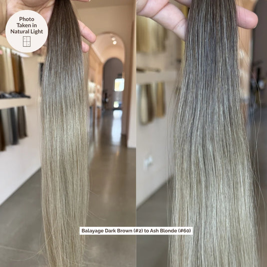 Balayage Dark Brown (#2) to Ash Blonde (#60) 20" Keratin Tip