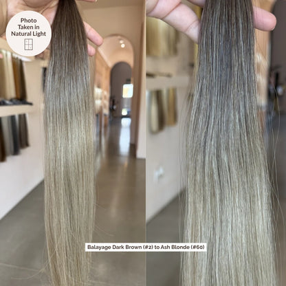 Balayage Dark Brown (#2) to Ash Blonde (#60C) Genius Weft