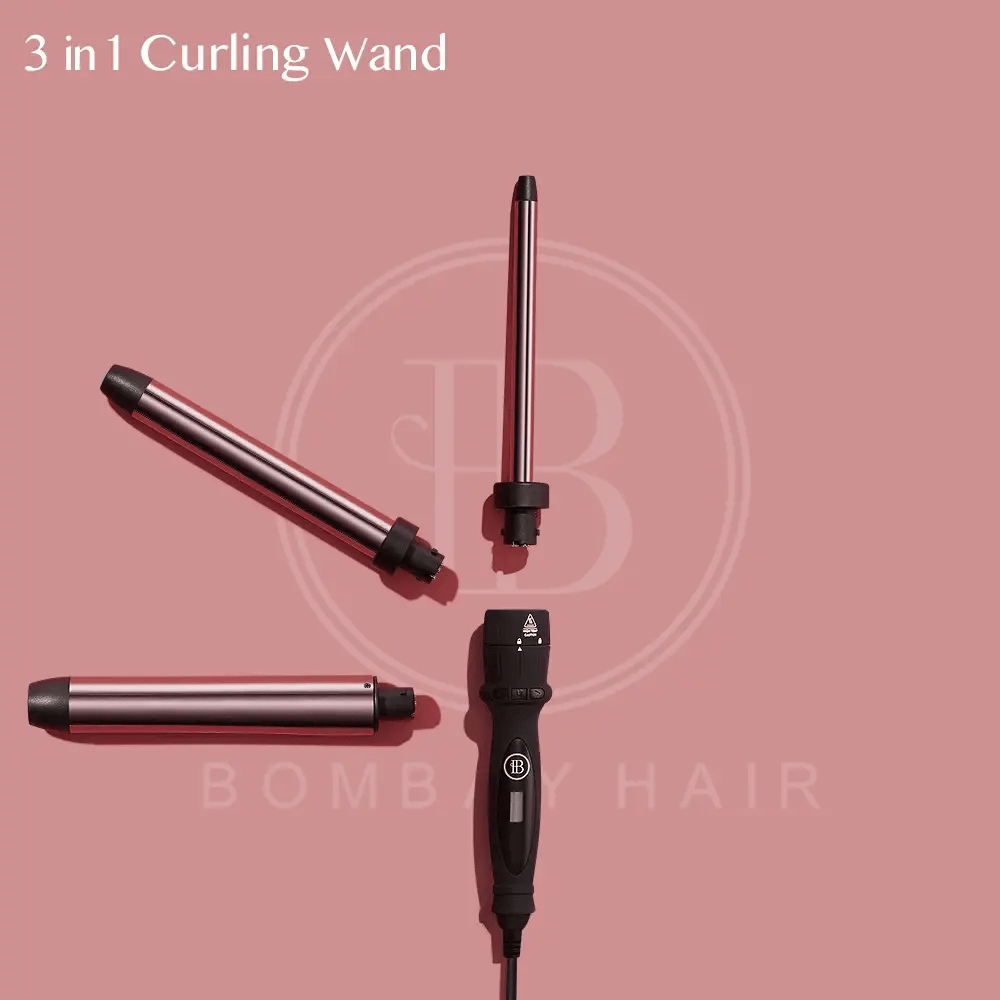 3 in 1 Curling Wand with Extended Barrels BOMBAY HAIR UK