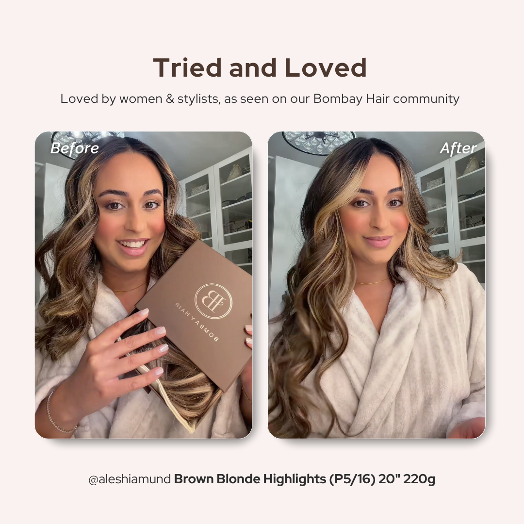 Brown/Blonde Highlights (P5/16) Seamless Clip-Ins