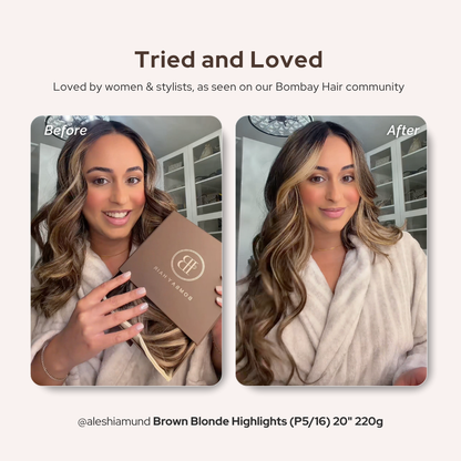 Brown/Blonde Highlights (P5/16) Seamless Clip-Ins