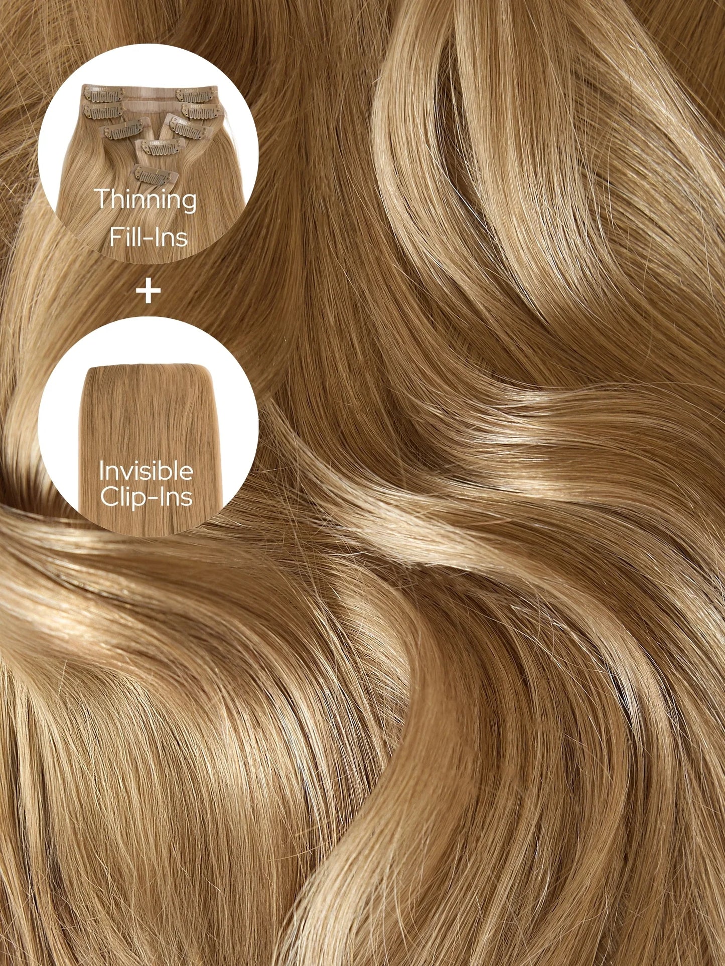 Dirty Blonde (9/19C) Thinning Hair and Invisible Clip-ins Bundle