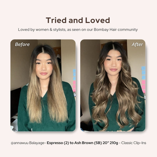 Balayage- Espresso (2) to Ash Brown (5B) 20" 210g - Clip-Ins