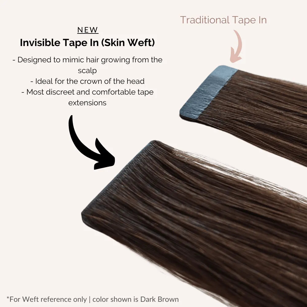 Balayage Dark Brown (#2) to Ash Blonde (#60) Invisible Tape 20" (25g)