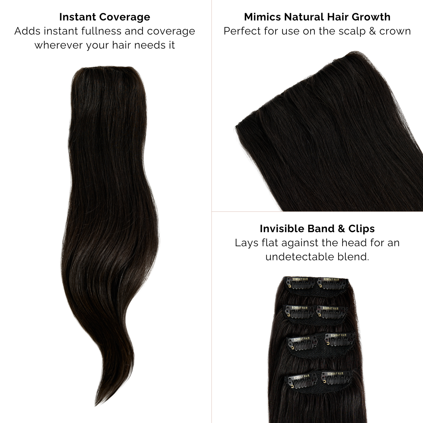 Medium Brown (2B) Invisible Clip-ins