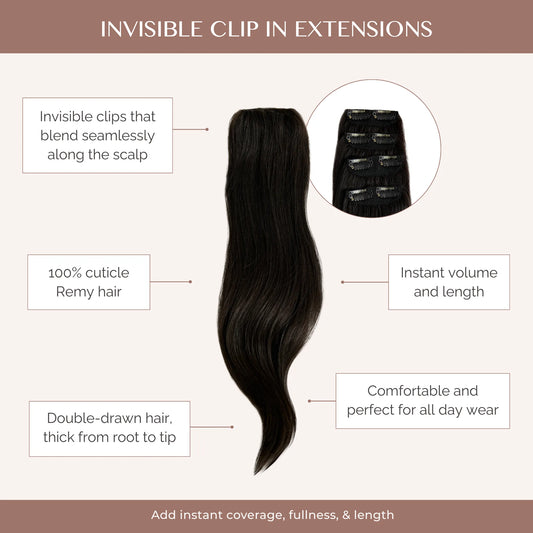 Soft Black (1C) Invisible Clip-ins