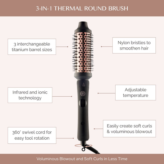 Benefits of 3-in-1 Thermal Round Brush for hair blowout - Bombay Hair Canada