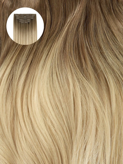 Ombre - Cool Brown to Dirty Blonde (T6/20) Seamless Clip-Ins