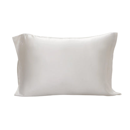Queen-sized White Silk Pillowcase on white background