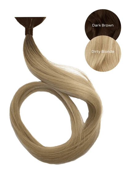 Rooted Dark Brown (2) to Dirty Blonde (19C) 20" Keratin Tip