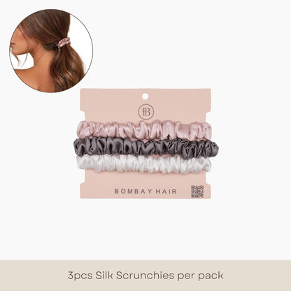 3 Silk Scrunchies (Skinny) - Multi